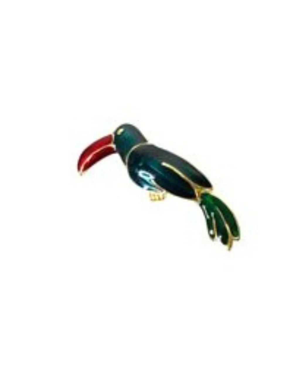Parrot Brooch Pin Enamel Green Red Gold Color Toucan Alloy Costume Jewelry EUC
